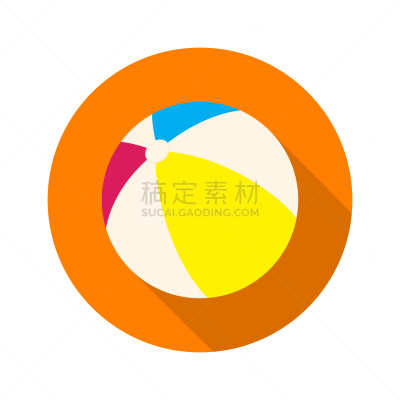 海滩充气球,矢量,圆形,绘画插图,计算机图标,背景聚焦,扁平化设计,时尚,橙色,平坦的