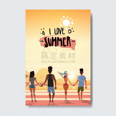 夏天,看,人,手牵手,计划书,浮标,信函,模板,爱,日落