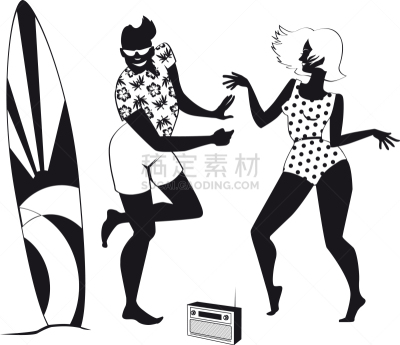 舞蹈,海滩,60多岁,晶体管,男人,图像,女人,个性化改造者,怀旧,复古