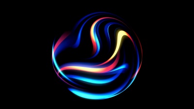抽象等离子球，运动图形的光线。 环路。