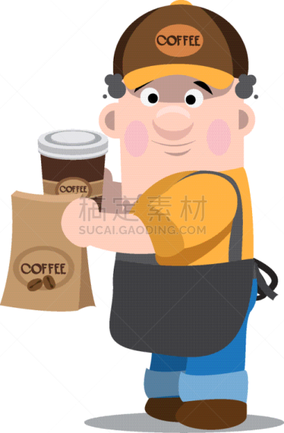 男招待,咖啡,动画片,玻璃杯,男人,制服,咖啡店,饮料,商务,热