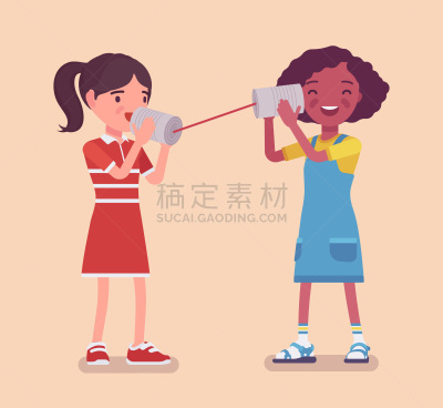 女孩,锡罐电话,可爱的,噪声,听筒,玩具,扬声器,女人,设备用品,儿童