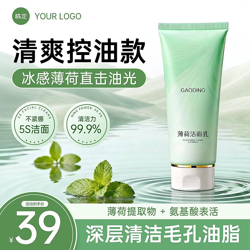 清洁慕斯洗面奶美容美妆行业护肤品电商零售主图