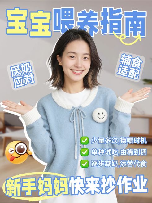 母婴亲子新生儿喂养指南科普人像小红书封面预览效果