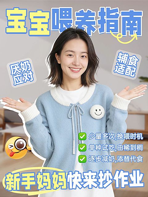 母婴亲子新生儿喂养指南科普人像小红书封面