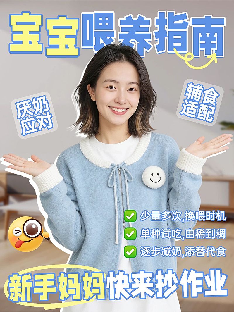 母婴亲子新生儿喂养指南科普人像小红书封面