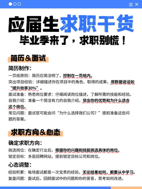应届生求职科普攻略小红书配图预览效果