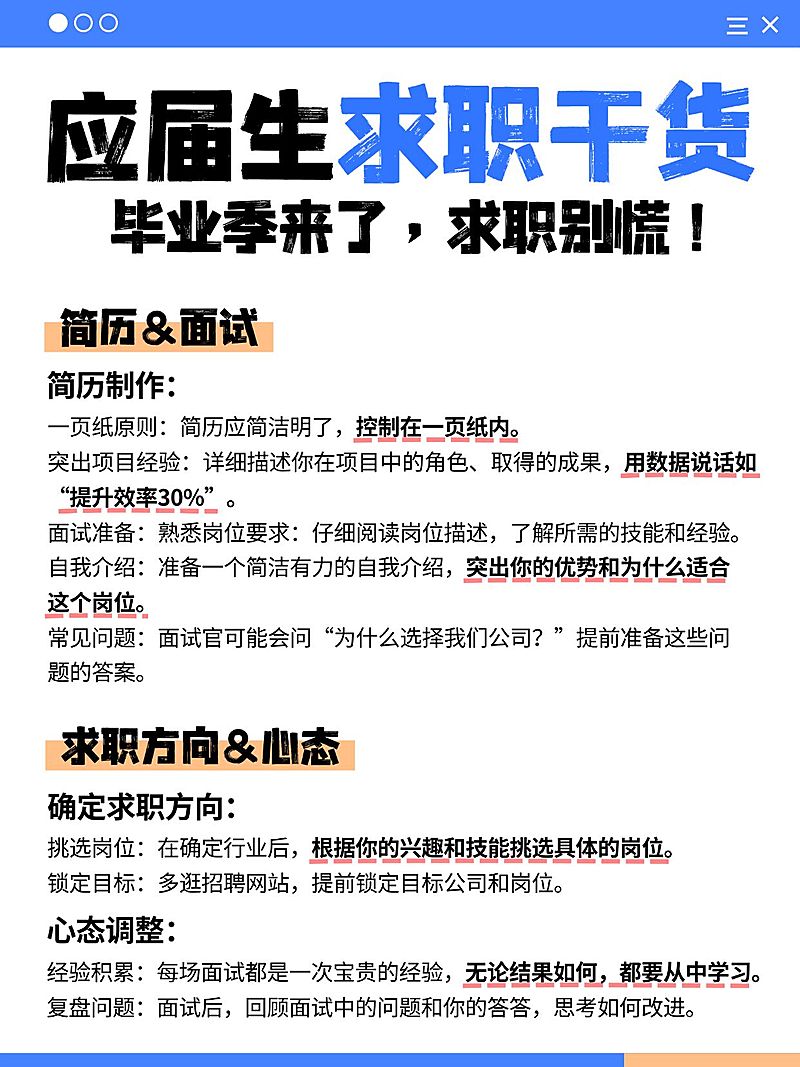 应届生求职科普攻略小红书配图