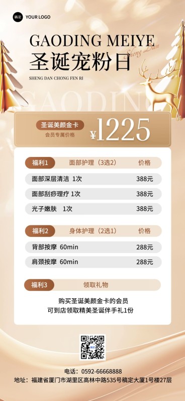 圣诞节生活服务促销活动轻奢感全屏竖版海报AIGC预览效果