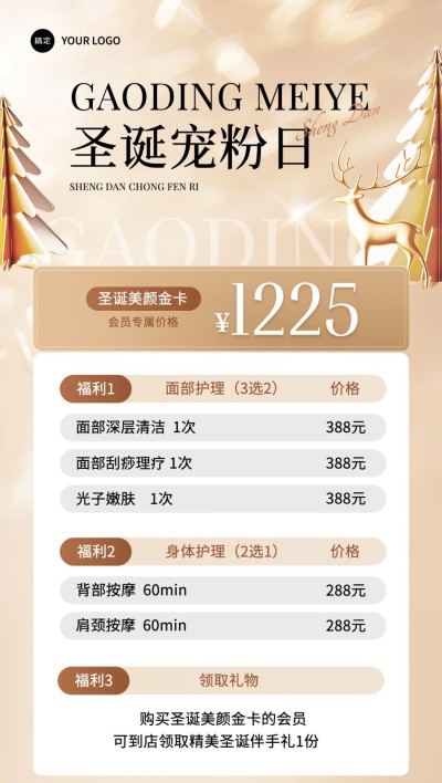 圣诞节生活服务促销活动轻奢感全屏竖版海报AIGC