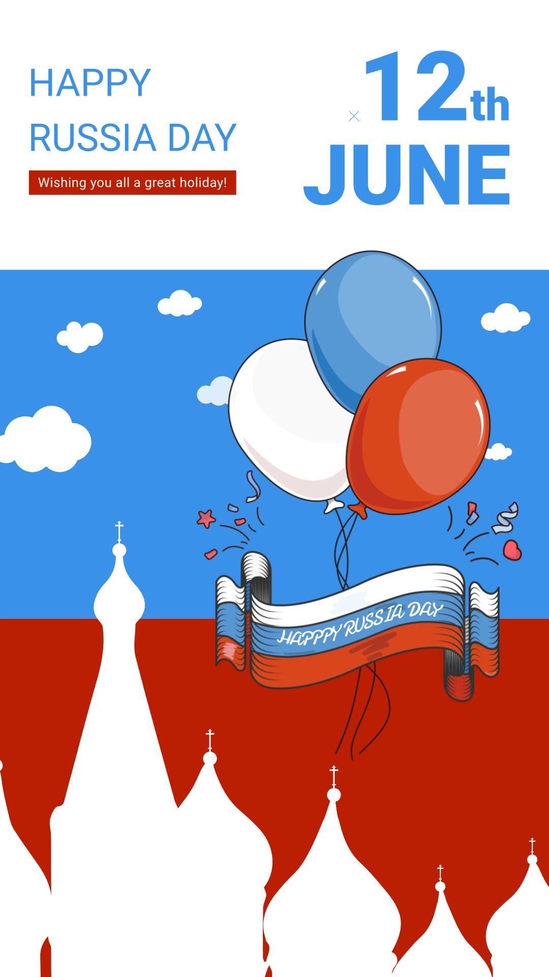 Russia Day Cartoon Graphic Illustrations Holiday Greetings Instagram Story Image