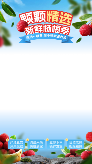 荔枝杨梅生鲜实景感水果直播上下贴片预览效果