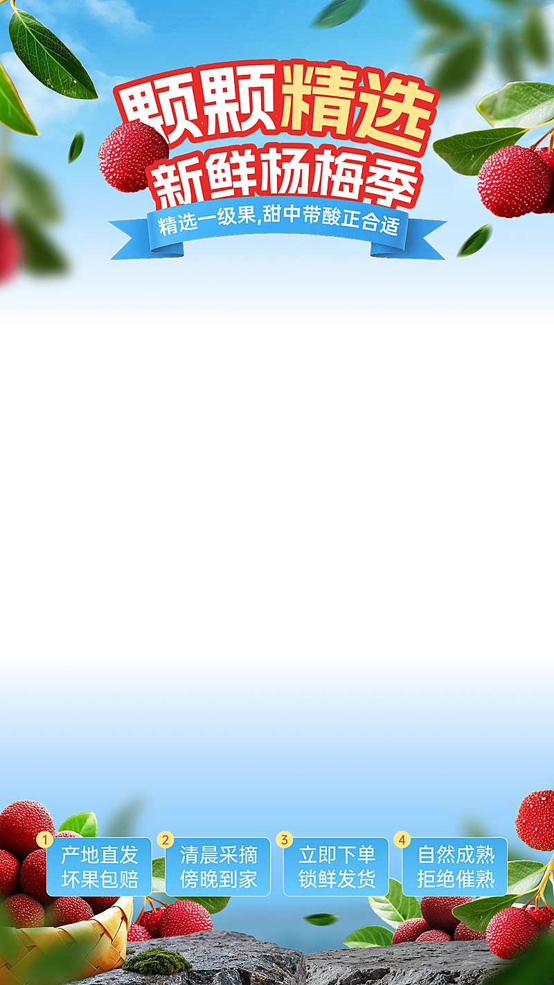 荔枝杨梅生鲜实景感水果直播上下贴片