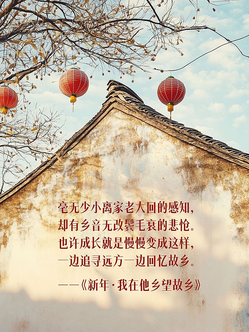 新年春节实景氛围春节写诗文案小红书封面aigc