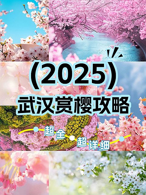 春季旅游攻略拼图花字小红书封面aigc