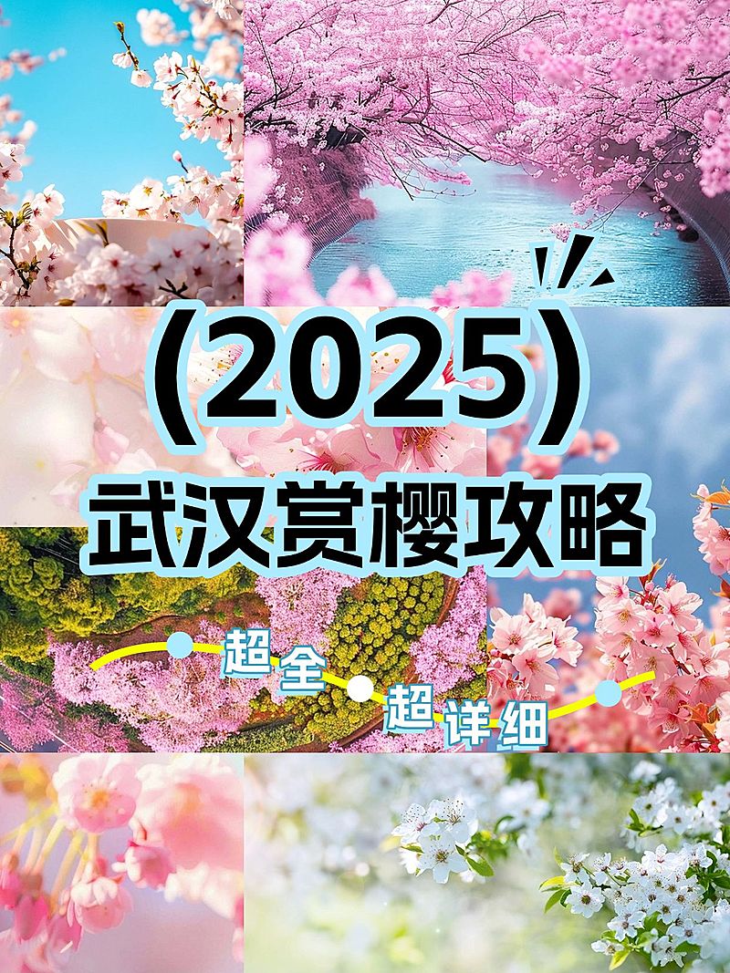 春季旅游攻略拼图花字小红书封面aigc