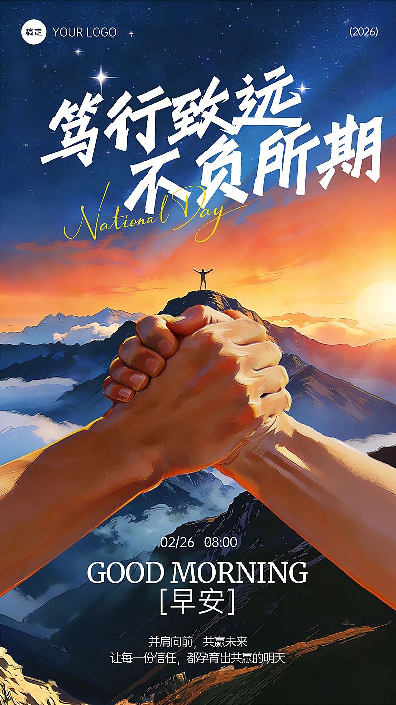 金融励志感日签早安问候正能量语录手机海报