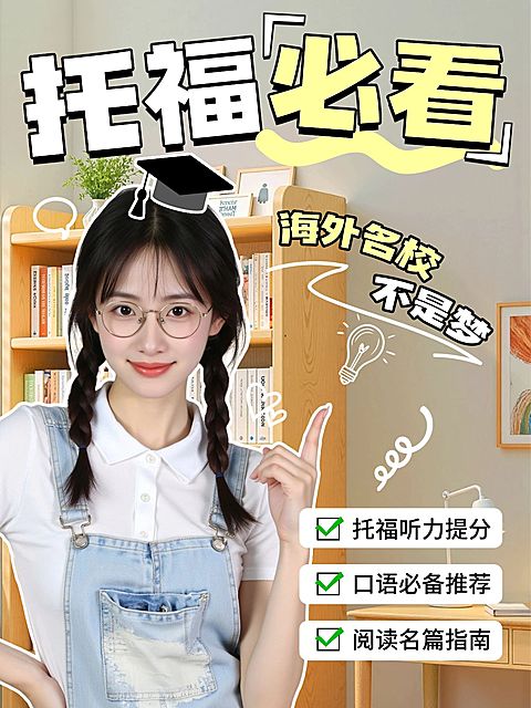 教育培训学历教育托福备考攻略分享人像小红书封面