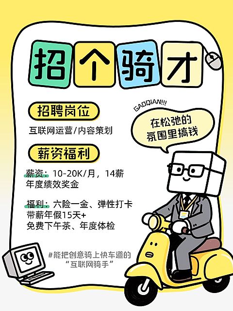 企业招聘岗位应聘插画风小红书配图