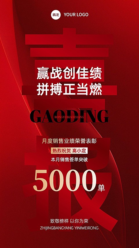 通用销售业绩表彰喜报手机海报AIGC