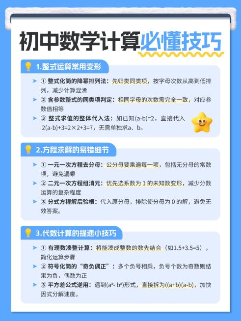 教育培训K12教育初中数学知识干货分享小红书配图预览效果