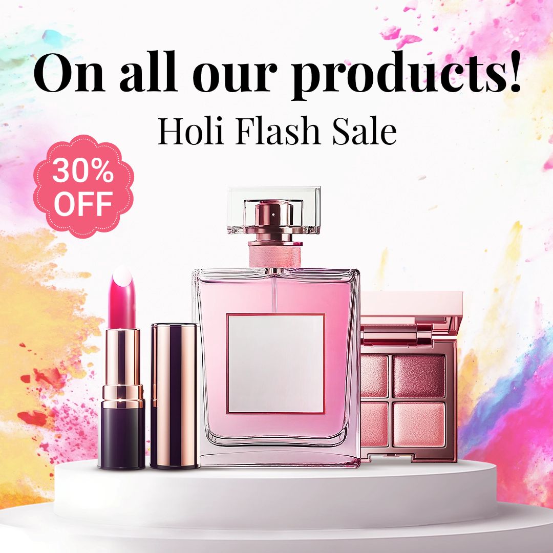 Holi Festival Beauty Makeup Fragrance Perfume Lipstick Eyeshadow Product Sales Instagram Post Image