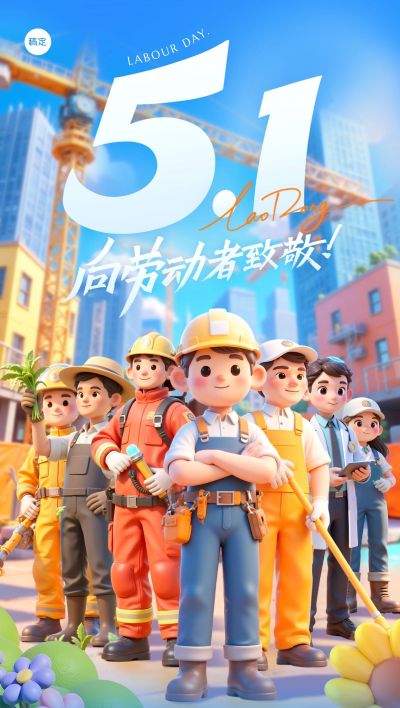 五一软3D职业群像场景海报AIGC