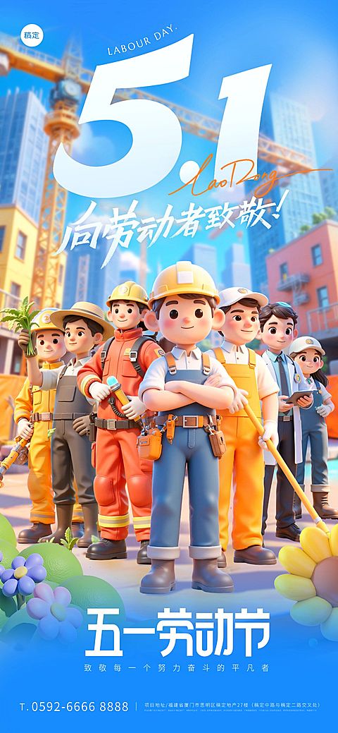 五一软3D职业群像场景海报AIGC