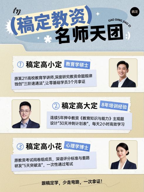 教育职业教资课程推广讲师介绍人物多人小红书封面预览效果