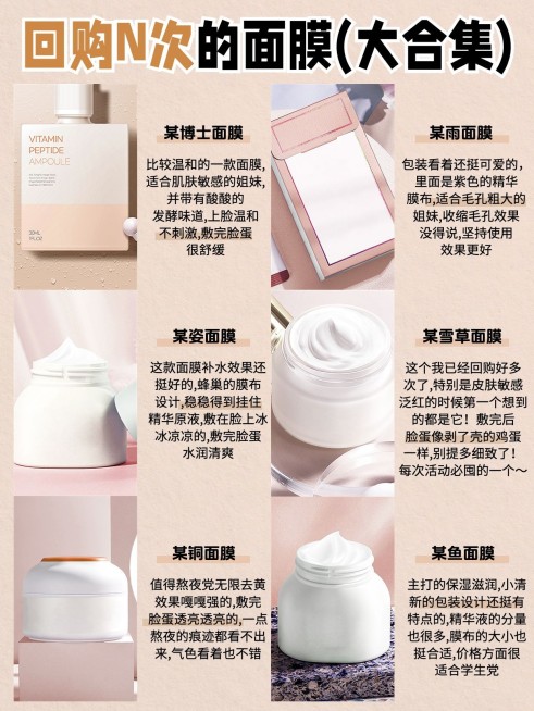 美妆博主面膜推荐小红书封面预览效果