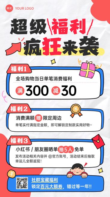 商品零售福利促销宣传手机海报预览效果