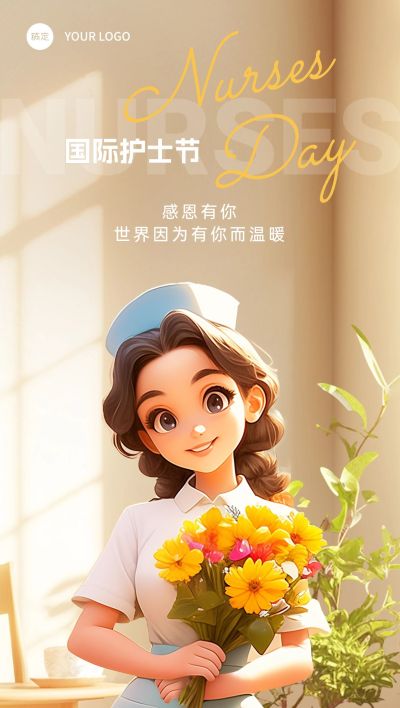 护士节通用节日祝福温馨感全屏竖版海报AIGC