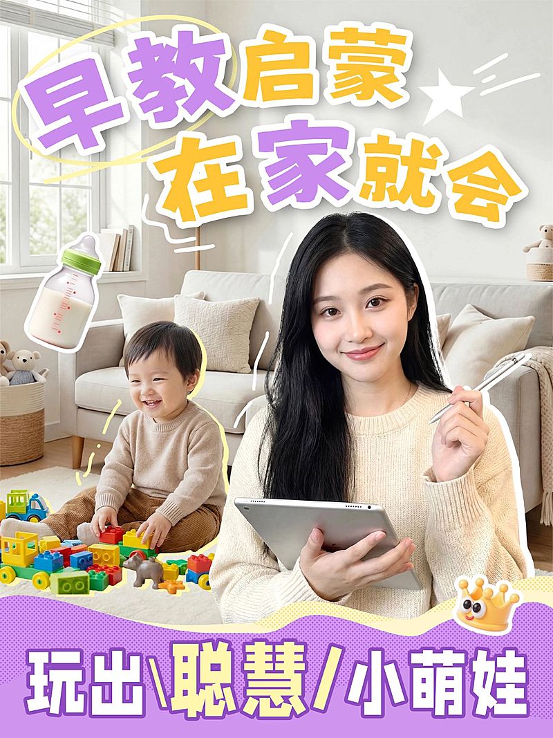 母婴亲子宝宝早教指南人像小红书封面