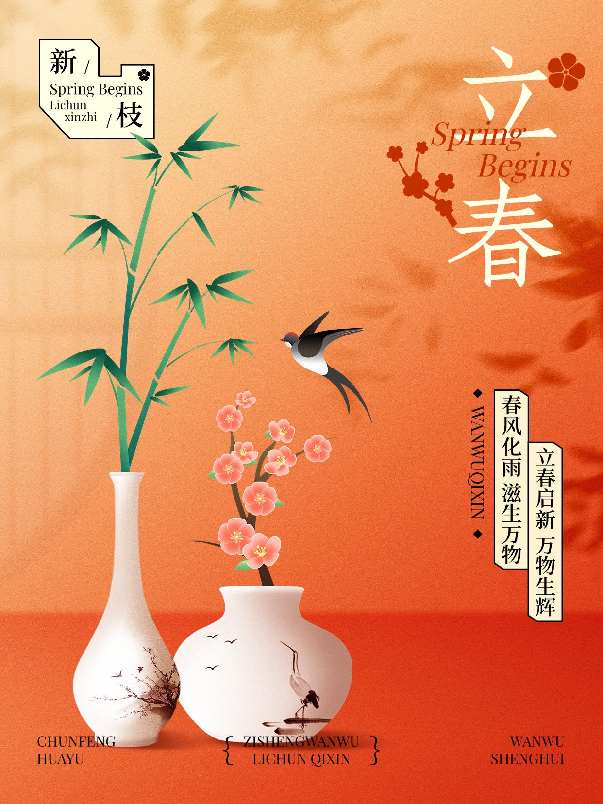 点击进入编辑 立春节气祝福中国风小红书封面预览效果