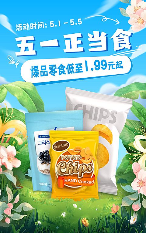 五一出游季节日营销电商竖版海报AIGC