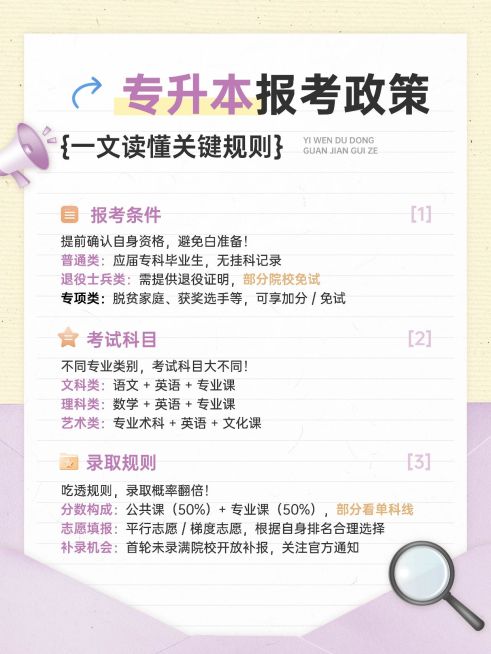 教育培训学历教育专升本报考政策解读小红书配图预览效果
