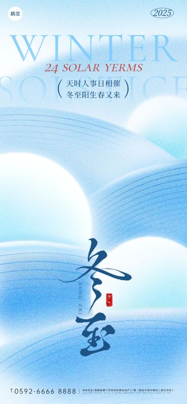 冬至弥散肌理光感饺子汤圆线条海报预览效果