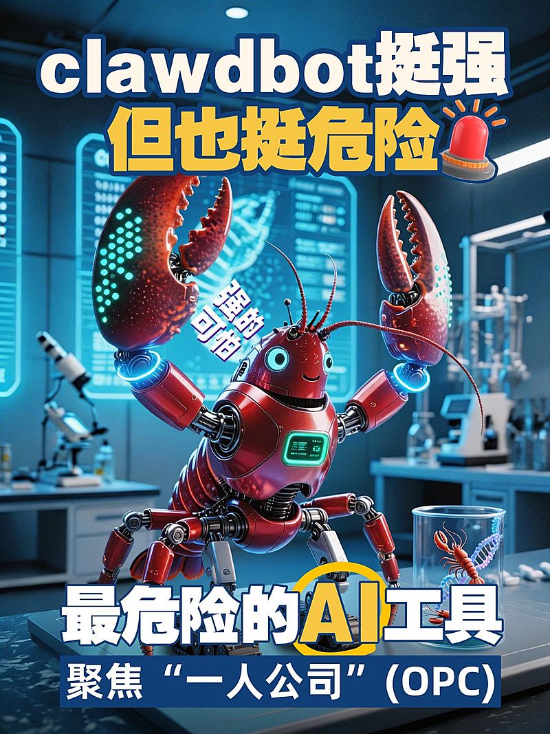 Openclaw知识科普分享科技感大字小红书封面