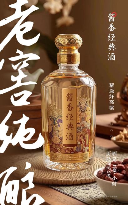 电商酒产品展示营销中式感电商竖版海报AIGC预览效果