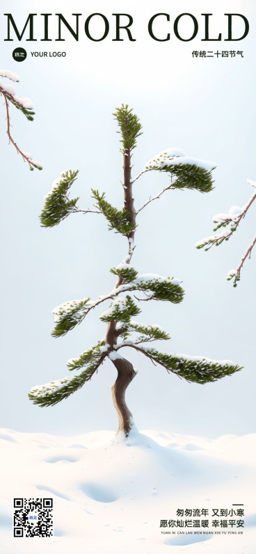 小寒节气祝福大字全屏海报预览效果