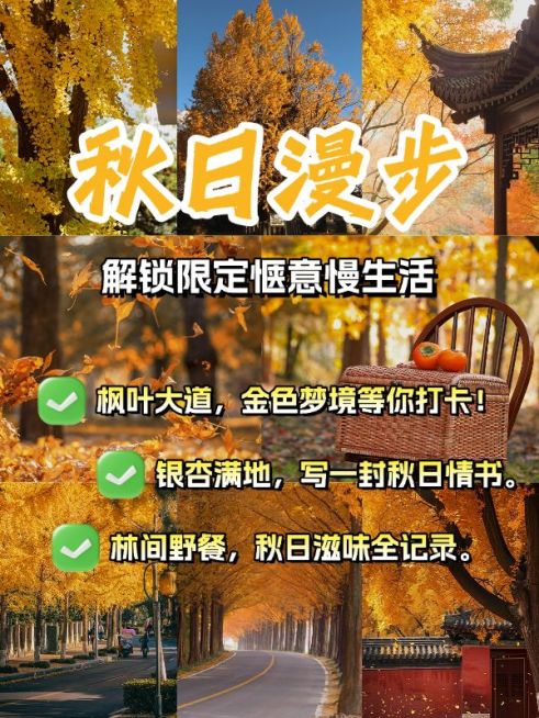 秋季旅游攻略拼图宫格花字小红书封面aigc预览效果