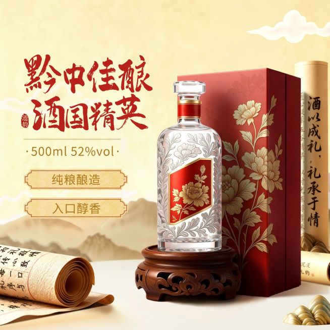 白酒中式感酒水茶叶国风商品主图AIGC预览效果