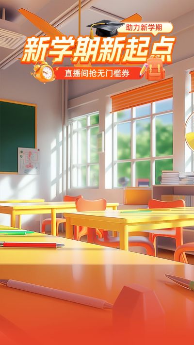 春季开学季直播营销促销卖货抖音淘宝直播间背景