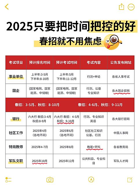春招春季招聘备忘录表格小红书配图