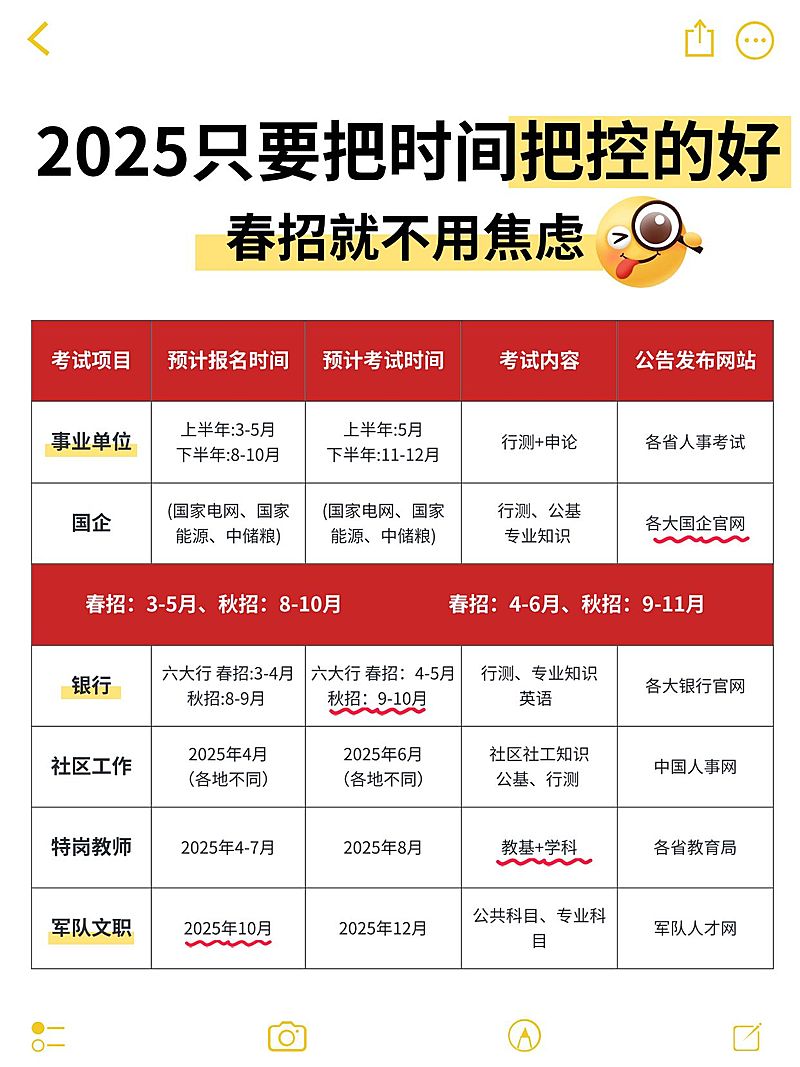 春招春季招聘备忘录表格小红书配图