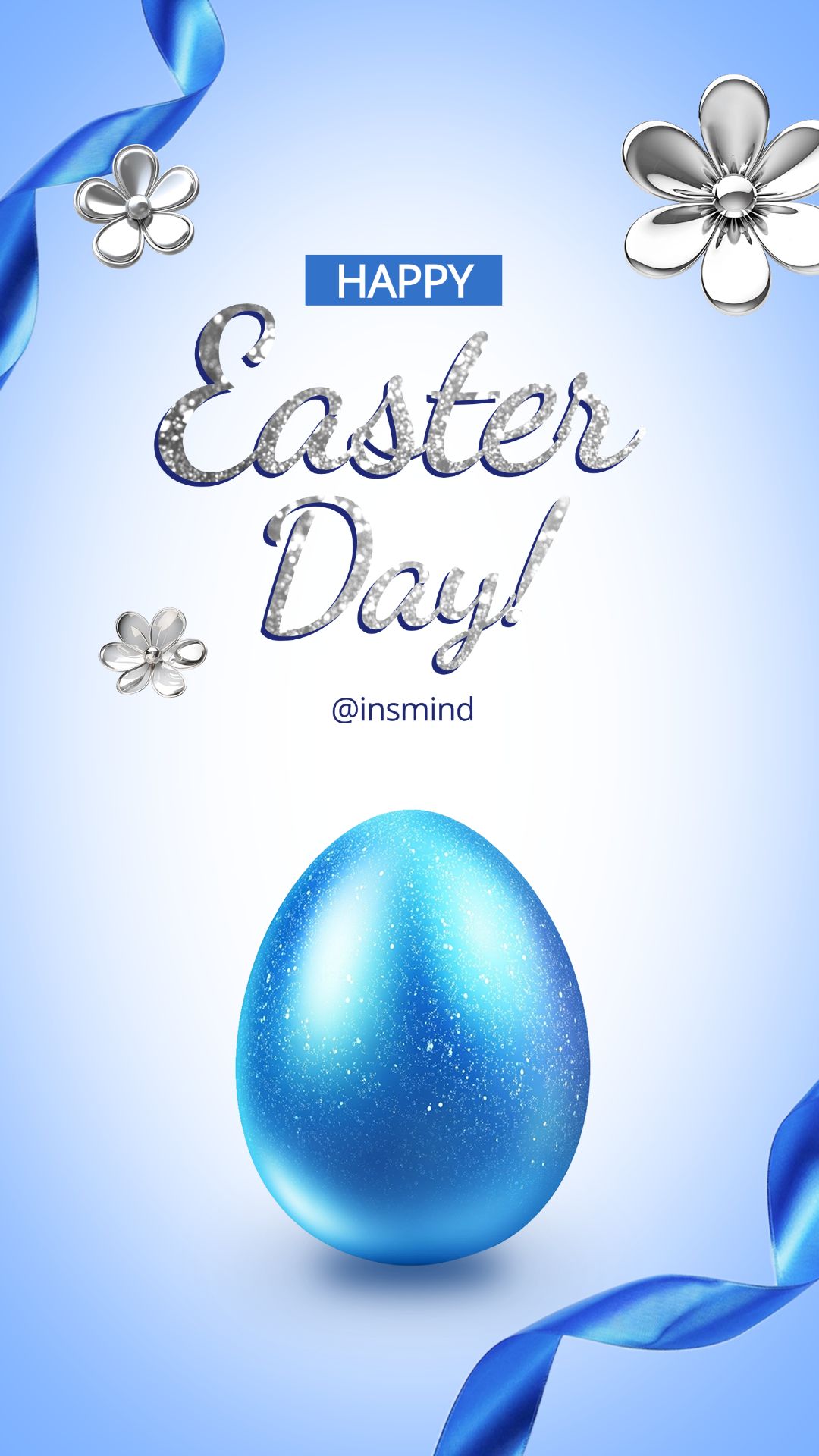 insMind Easter Greetings Luxurious Blue and Silver Instagram Story Image