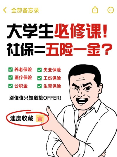 金融社保就业五险一金知识科普备忘录小红书套装小红书封面