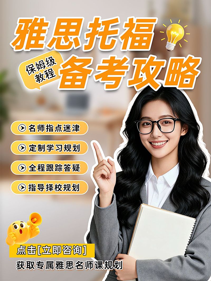 教育培训雅思托福备考攻略分享人像小红书封面