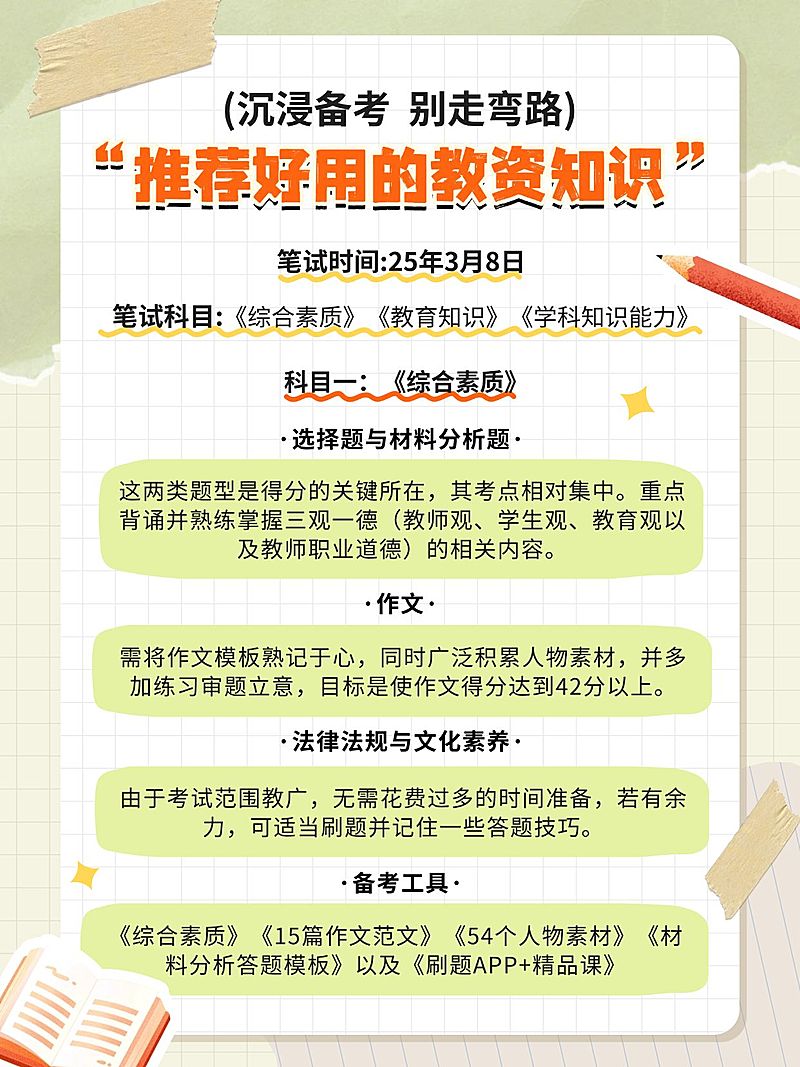 教育教资科普攻略指南手帐风小红书配图