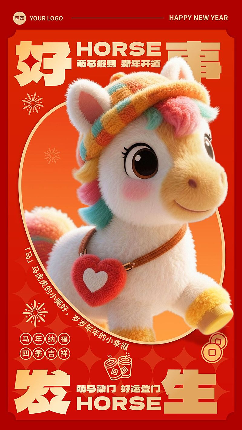 春节节日祝福通用喜庆感竖版海报
